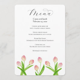 Menu waterverf Roze Tulps voor bruiloften of evene