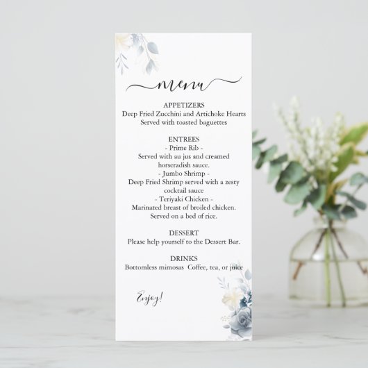 Menu waterverf Rozen bruiloft (Staand voorkant)