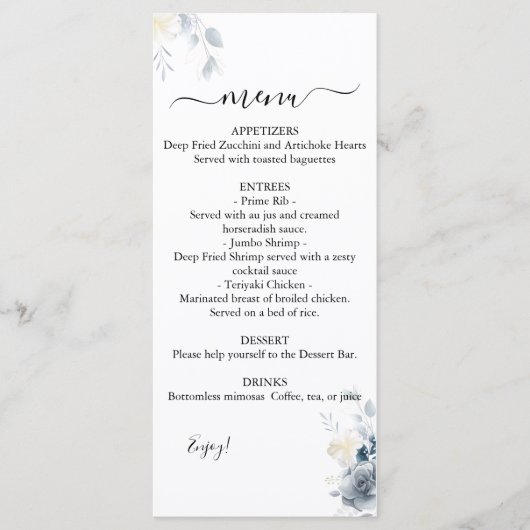 Menu waterverf Rozen bruiloft (Voorkant)