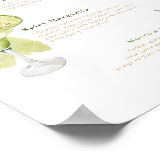 Menu Waterverf van de Drink van de Bindbalk van he Poster (Hoek)