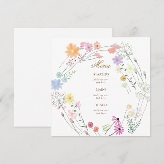 menu waterverf wildbloemen (Voorkant / Achterkant)