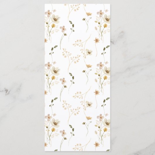 Menu waterverf Wildflower Weddenschappen (Achterkant)