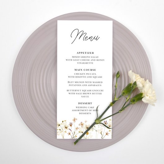 Menu waterverf Wildflower Weddenschappen