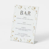 Menu waterverf Wildflower Wedding Bar Reclamebord Met Voetstuk (Voorkant)