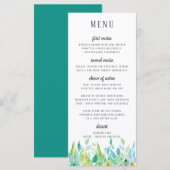 Menu waterverf Zee Blue Floral Wedding (Voorkant / Achterkant)