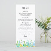 Menu waterverf Zee Blue Floral Wedding (Staand voorkant)