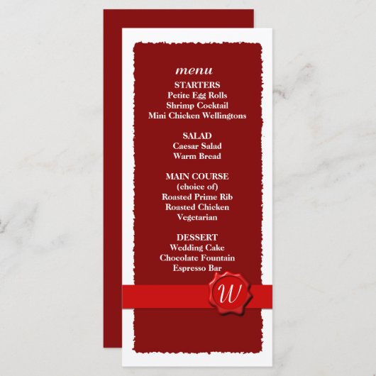 Menu Wax Seal Wedding/Program (Voorkant / Achterkant)