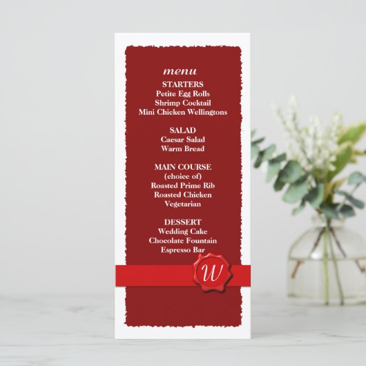 Menu Wax Seal Wedding/Program (Staand voorkant)