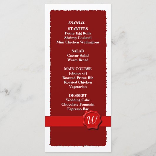 Menu Wax Seal Wedding/Program (Voorkant)