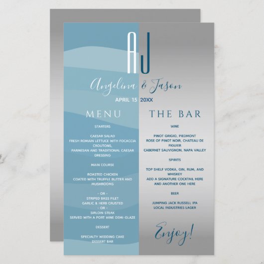 Menu Weddenbalk (Voorkant / Achterkant)