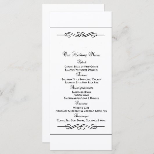 Menu Weddenschap (Voorkant / Achterkant)