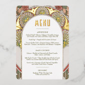 Menu Weddenschap  Art Nouveau door Mucha Invitati Folie Uitnodiging (Voorkant)
