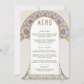 Menu Weddenschap  Art Nouveau door Mucha Invitati Kaart (Voorkant)