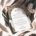 Menu Weddenschap  Art Nouveau door Mucha Invitati Kaart<br><div class="desc">De Kaart van het menu in de stijl van de Nieuwe Kunst voor uw bruiloft door Alphonse Mucha in een floreel, romantisch, en grillig ontwerp. Victoriaans bloei vult klassieke art decofonts aan. Voer je aangepaste gegevens in en je bent klaar. Als u het ontwerp verder wilt wijzigen, klikt u op...</div>