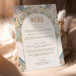 Menu Weddenschap  Art Nouveau door Mucha Invitati Kaart<br><div class="desc">De Kaart van het menu in de stijl van de Nieuwe Kunst voor uw bruiloft door Alphonse Mucha in een floreel, romantisch, en grillig ontwerp. Victoriaans bloei vult klassieke art decofonts aan. Voer je aangepaste gegevens in en je bent klaar. Als u het ontwerp verder wilt wijzigen, klikt u op...</div>