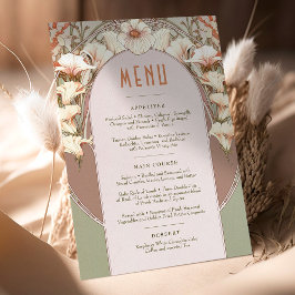 Menu Weddenschap  Art Nouveau door Mucha Invitati Kaart
