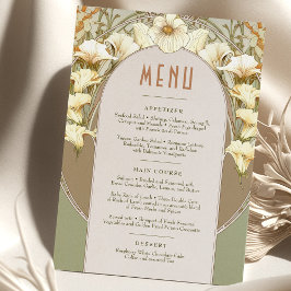 Menu Weddenschap  Art Nouveau door Mucha Invitati Kaart