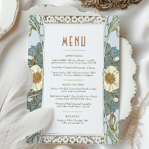 Menu Weddenschap Art Nouveau door Mucha Invitati Kaart