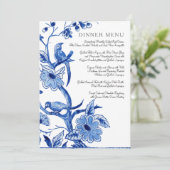Menu Weddenschap Blue White Chinoiserie Floral (Staand voorkant)
