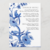 Menu Weddenschap Blue White Chinoiserie Floral (Voorkant)