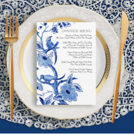 Menu Weddenschap  Blue White Chinoiserie Floral