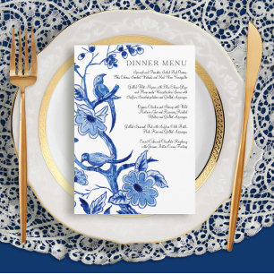Menu Weddenschap Blue White Chinoiserie Floral
