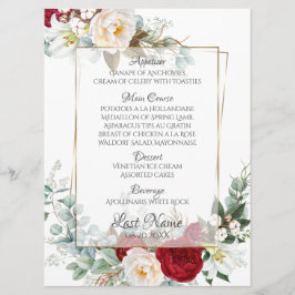 Menu Weddenschap | Bourgogne en ivory Peonies