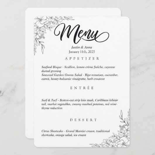 Menu Weddenschap Kaart (Voorkant / Achterkant)