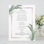 Menu Weddenschap | Moderne elegante tropische blad (Staand voorkant)