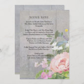 Menu Weddenschap Rustic Elegant Floral Pink Peonie (Voorkant / Achterkant)