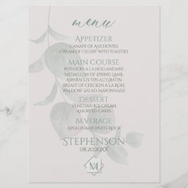 Menu Weddenschap | Silver Sage Eucalyptus Monogram