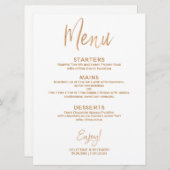 Menu Weddenschap | Stylish Gold Roos Lettered Kaart (Voorkant / Achterkant)