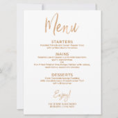 Menu Weddenschap | Stylish Gold Roos Lettered Kaart (Voorkant)