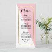 Menu Weddenschap Voedselkaarten Roze goudlegante S (Staand voorkant)