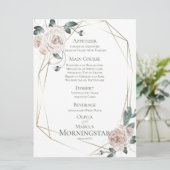 Menu Weddenschap | Waterverf Bleek Blush Pink Flor (Staand voorkant)