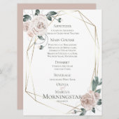 Menu Weddenschap | Waterverf Bleek Blush Pink Flor (Voorkant / Achterkant)