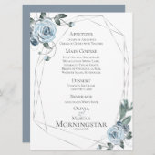 Menu Weddenschap | Waterverf Dusty Blue Floral (Voorkant / Achterkant)