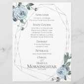 Menu Weddenschap | Waterverf Dusty Blue Floral (Voorkant)