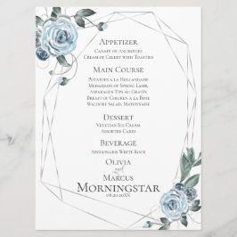Menu Weddenschap | Waterverf Dusty Blue Floral