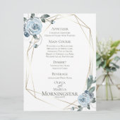 Menu Weddenschap | Waterverf Dusty Blue Floral (Staand voorkant)