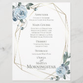 Menu Weddenschap | Waterverf Dusty Blue Floral (Voorkant)