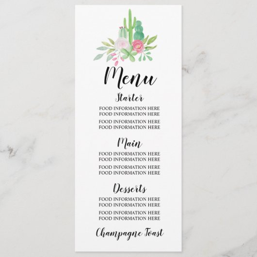 Menu Weddenschappen Cactus Reception Food Cacti (Voorkant)