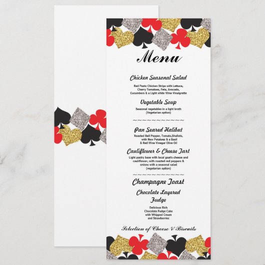 Menu Weddenschappen Kaart Las Vegas (Voorkant / Achterkant)