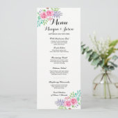 Menu Weddenschappen Receptie Elegant Floral Roos K Kaart (Staand voorkant)