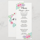 Menu Weddenschappen Receptie Elegant Floral Roos K Kaart (Voorkant / Achterkant)