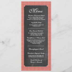 Menu Weddenschappen Receptie Rustic Chalk Red Chec Kaart