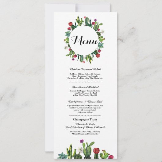 Menu Weddenschappen Reception Cactus Fiesta Mexica Kaart (Voorkant)