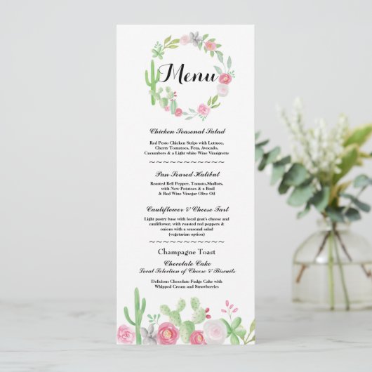 Menu Weddenschappen Reception Cactus Fiesta Mexica Kaart (Staand voorkant)