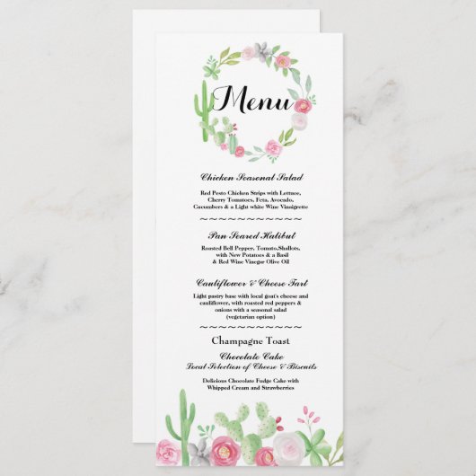 Menu Weddenschappen Reception Cactus Fiesta Mexica Kaart (Voorkant / Achterkant)