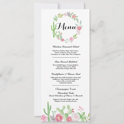 Menu Weddenschappen Reception Cactus Fiesta Mexica Kaart (Voorkant)